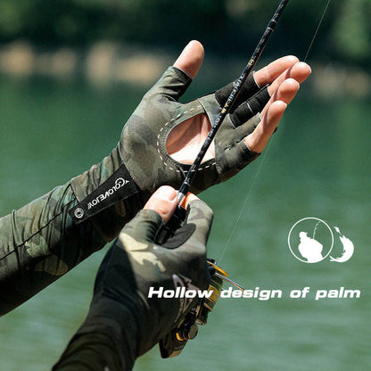 Professional UPF50+ Lure Fishing Gloves Half Finger Sun protection Ice silk Fishing Gloves For Men